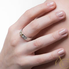 Lierre et fleur or jaune - Diamant - Bague