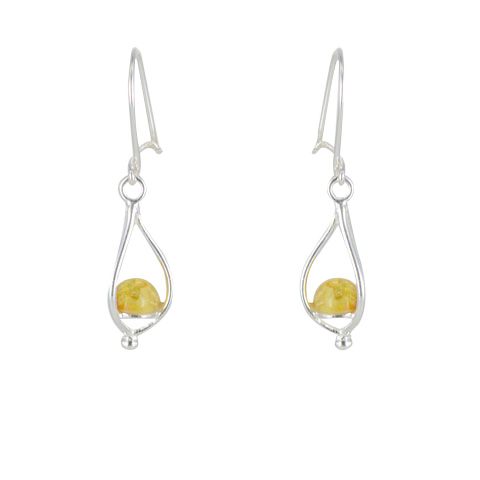 Lanterne - Boucles d`oreilles argent et ambre jaune