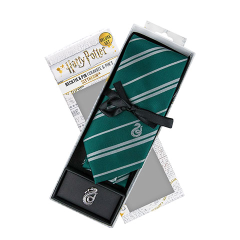 Cravate Deluxe Serpentard avec pin’s - Harry Potter