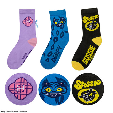 Lot 3 paires de chaussettes - Saja Boys - KPop Demon Hunters
