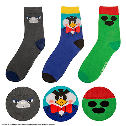 Lot 3 paires de chaussettes Spike, Crow & Mr. P - Brawl Stars