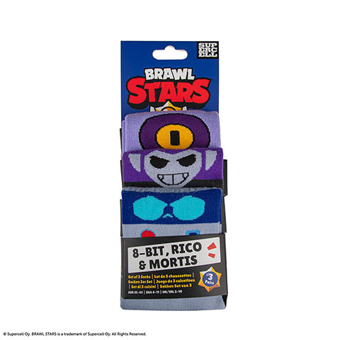 Lot 3 paires de chaussettes 8-Bit, Rico & Mortis - Brawl Stars
