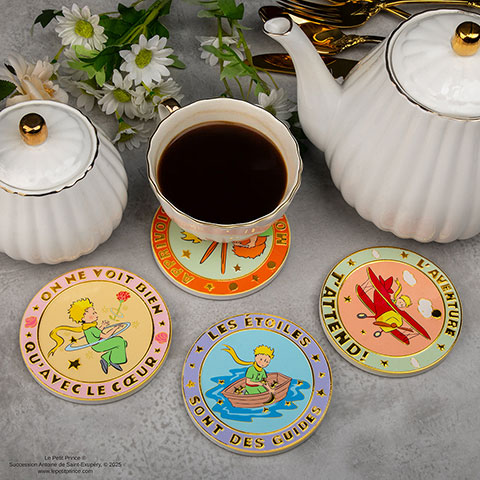 Lot de 4 sous-verres en céramique et support métal - Le Petit Prince