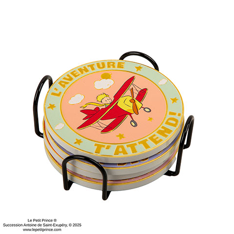 Lot de 4 sous-verres en céramique et support métal - Le Petit Prince