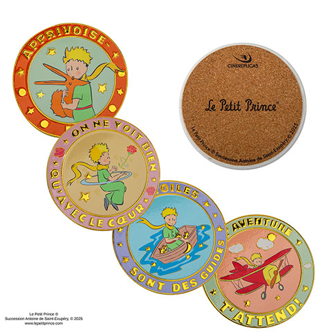 Lot de 4 sous-verres en céramique et support métal - Le Petit Prince