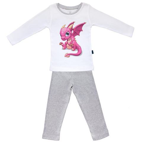 Bébé Dragon - Câline - Pyjama Bébé manches longues - Coton - Gris Chiné