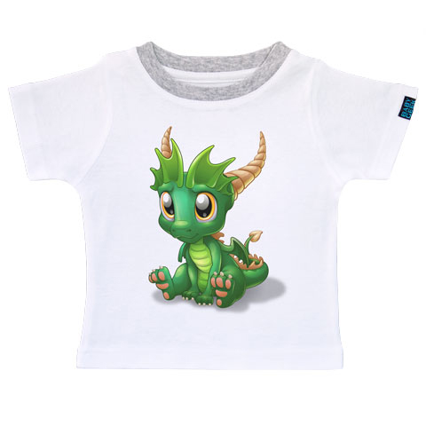 Bébé Dragon - Émeraude - T-shirt Enfant manches courtes - Coton - Blanc