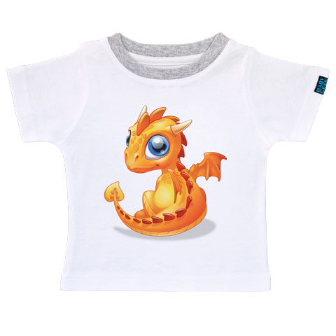 Bébé Dragon - Ambre - T-shirt Enfant manches courtes - Coton - Blanc