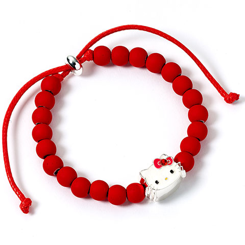 Bracelet en perles rouges avec charm - Hello Kitty