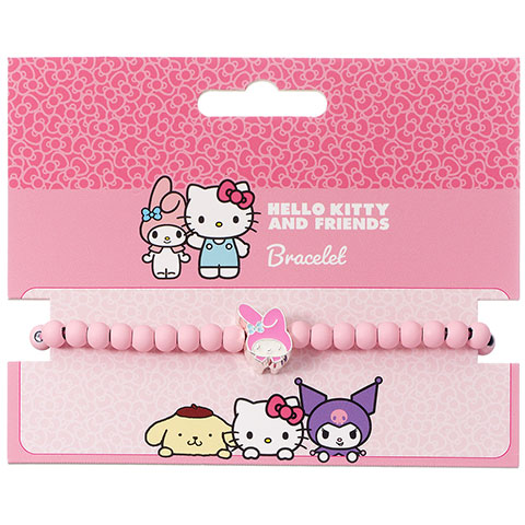 Bracelet en perles roses avec charm My Melody - Hello Kitty Bracelet en perles roses avec charm My Melody - Hello Kitty