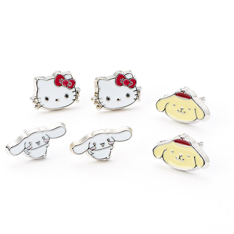 Set de boucles d’oreilles puces Cinnamon Roll et Pompompurin - Hello Kitty