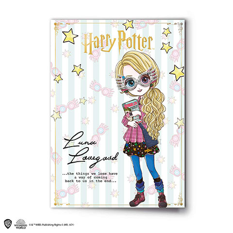 Carte de vœux Luna Lovegood avec Pin’s - Harry Potter