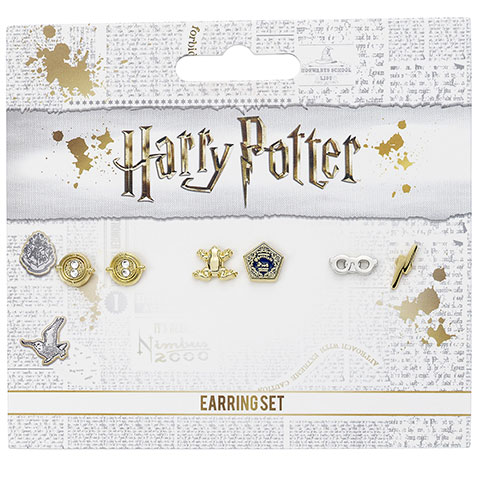 Set boucles d’oreilles - Chocogrenouille - lunettes et éclair - retourneur de temps - Harry Potter