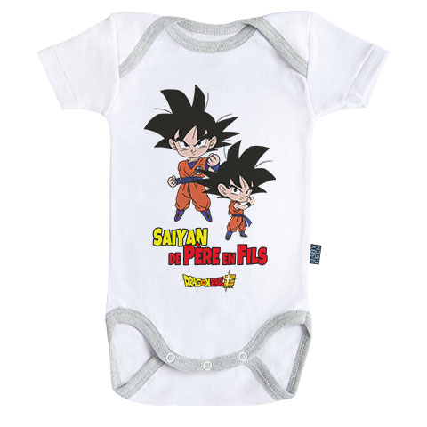 Saiyan de père en fils - Goku et Goten - Dragon Ball Super - Body Bébé manches courtes