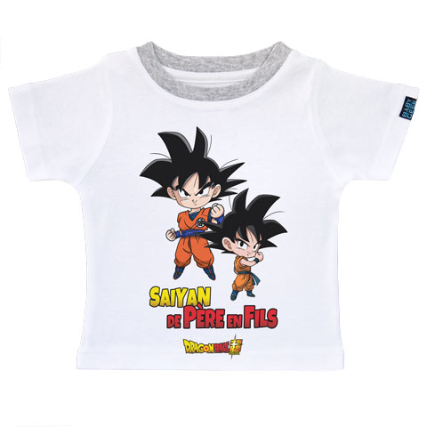 Saiyan de père en fils - Goku et Goten - Dragon Ball Super - T shirt enfant manches courtes