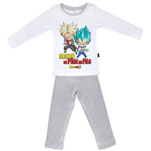 Saiyan de père en fils - Trunks et Vegeta - Dragon Ball Super - Pyjama Bébé manches longues