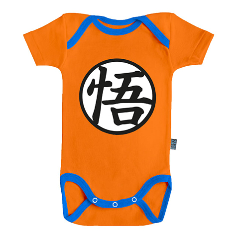 Tenue de Goku - Dragon Ball Super - Body Bébé manches courtes - Coton orange - Couture bleue