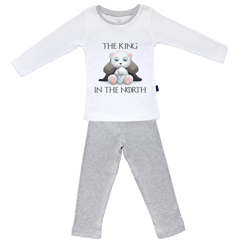 King in the north - Pyjama Bébé manches longues - Coton - Gris Chiné