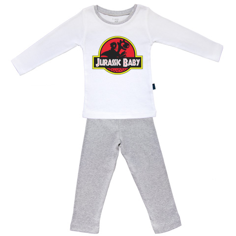 Jurassic Baby - Pyjama Bébé manches longues - Coton - Gris Chiné