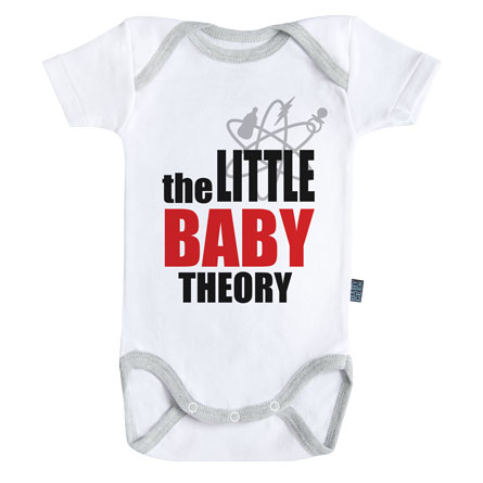 The little baby theory - Body Bébé manches courtes - Coton - Blanc - Coutures grises