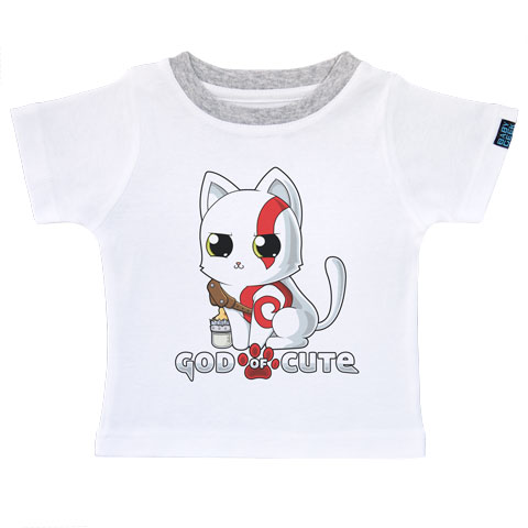God of Cute - T-shirt Enfant manches courtes - Coton - Blanc col gris