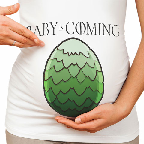 Baby is Coming -Vert - T-shirt de grossesse - Coton - Blanc
