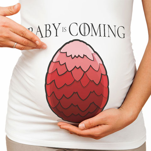 Baby is Coming - Rouge - T-shirt de grossesse - Coton - Blanc