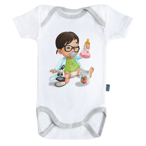 Coton Baby Geek Un Jour Je Serai Un chercheur Blanc Coutures Grises Parent Body Bébé Manches Courtes