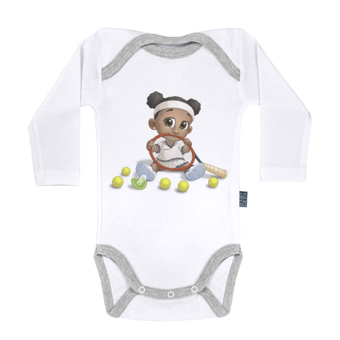 Un Jour Je Serai Une Joueuse De Tennis Body Bebe Manches Longues Coton Blanc