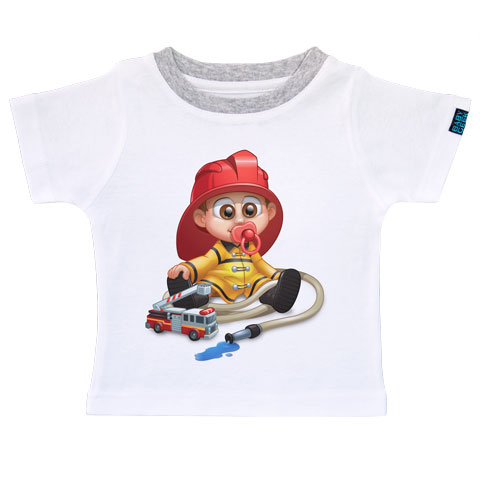 Un jour je serai un pompier - T-shirt Enfant manches courtes - Coton - Blanc