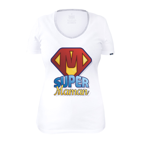 Super Maman - T-shirt Femme - Coton - Blanc