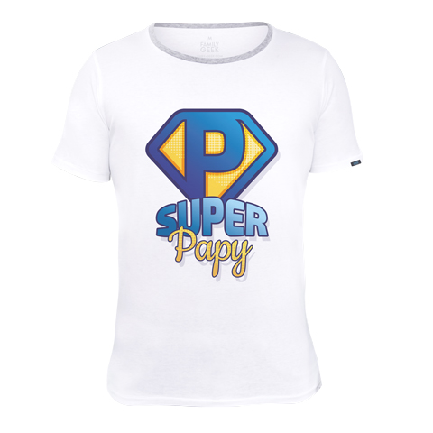 Super Papy - T-shirt - Coton - Blanc