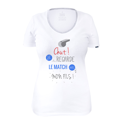Chut ! Je regarde le match avec mon fils - T-shirt Femme - Coton - Blanc