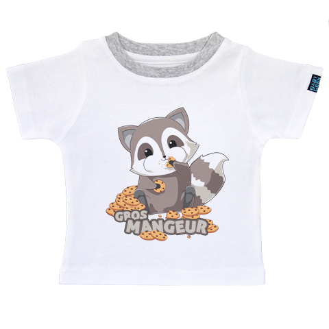 Raton laveur gourmand - T-shirt Enfant manches courtes - Coton - Blanc