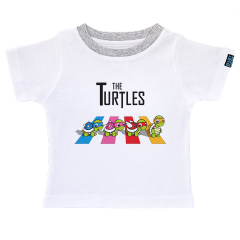The Turtles - T-shirt enfant manches courtes - Coton - Blanc couture grise
