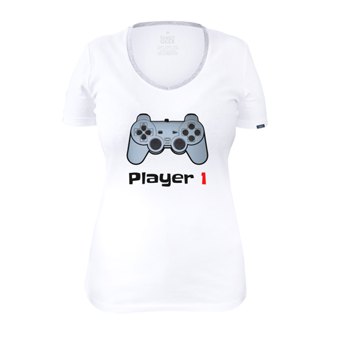 Player 1 - T-shirt Femme - Coton - Blanc