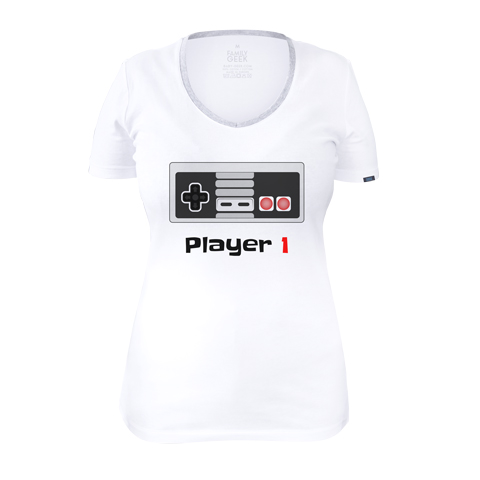Player 1 retro - T-shirt Femme - Coton - Blanc