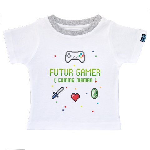 Futur gamer comme maman - T-shirt Enfant manches courtes - Coton - Blanc