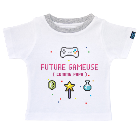 Future gameuse comme papa - T-shirt Enfant manches courtes - Coton - Blanc