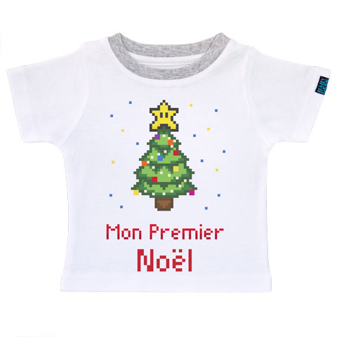 Mon premier Noël pixel - T-shirt Enfant manches courtes - Coton - Blanc