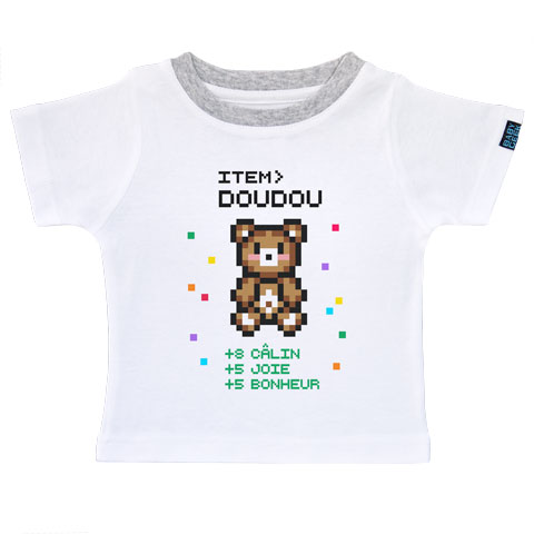Item doudou pour bébé gamer - T-shirt Enfant manches courtes - Coton - Blanc