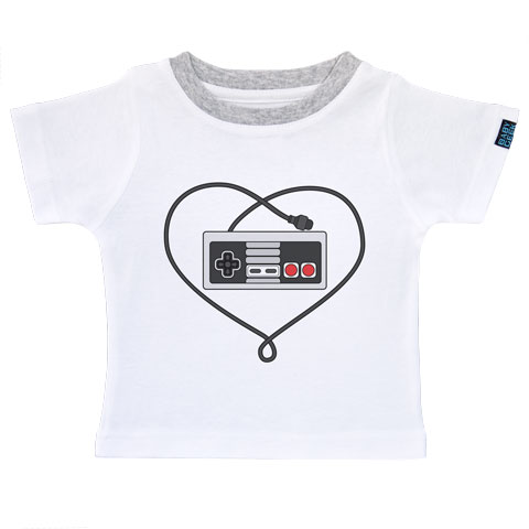 Manette retro cœur  - T-shirt Enfant manches courtes - Coton - Blanc