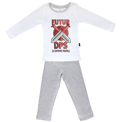 Futur DPS comme papa (version garçon) - Pyjama Bébé manches longues - Coton - Gris Chiné