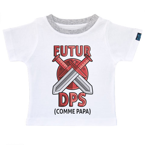 Futur DPS comme papa (version garçon) - T-shirt Enfant manches courtes - Coton - Blanc col gris