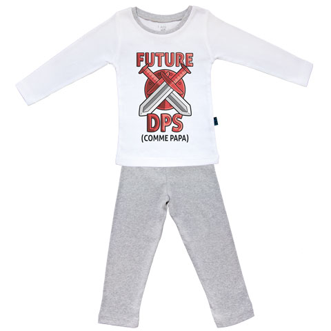 Future DPS comme papa (version fille) - Pyjama Bébé manches longues - Coton - Gris Chiné