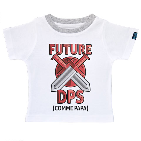 Future DPS comme papa (version fille) - T-shirt Enfant manches courtes - Coton - Blanc col gris