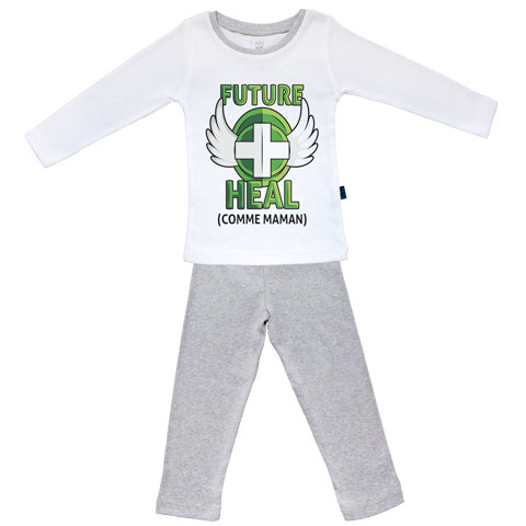 Future Heal comme maman (version fille) - Pyjama Bébé manches longues - Coton - Gris Chiné