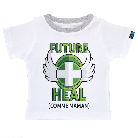Future Heal comme maman (version fille) - T-shirt Enfant manches courtes - Coton - Blanc col gris