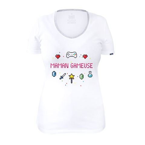 Maman Gameuse - T-shirt Femme - Coton - Blanc