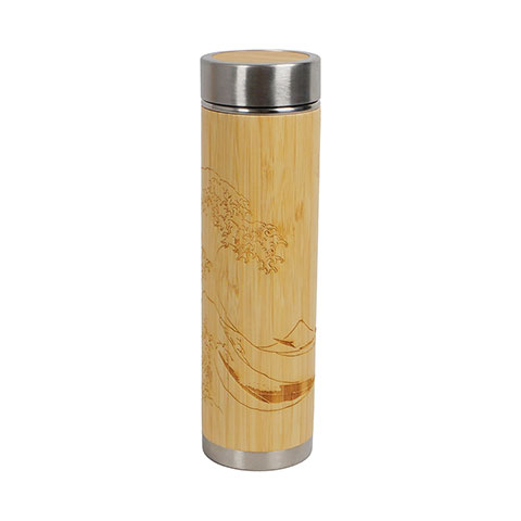 Bouteille à thé en bambou 400 ml - La grande vague de Kanagawa